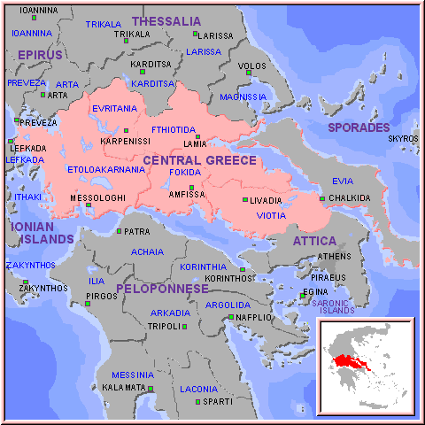 Grecia Centrale Cartina E Carta Della Grecia Centrale